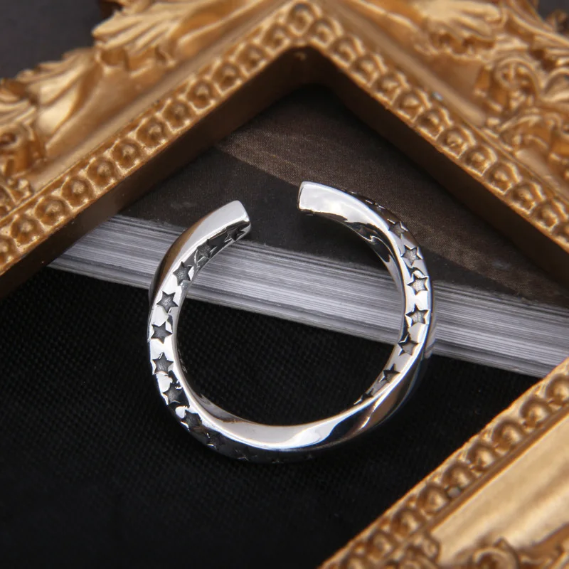 Мужское и женское кольцо с пятиконечной звездой BOCAI Открытое в стиле хип-хоп панк