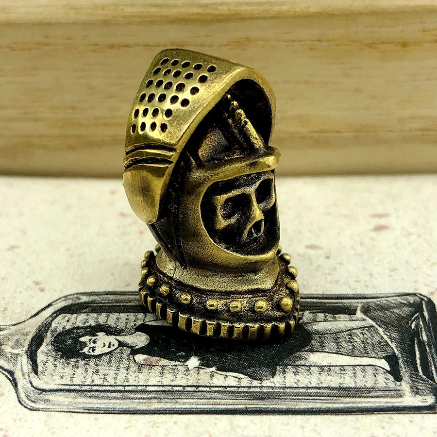 

Outdoors DIY Tools EDC Knight Skeleton Pendant Brass Knife Beads Lanyard Pendants Key Rings Accessories Braided Rope Ornament