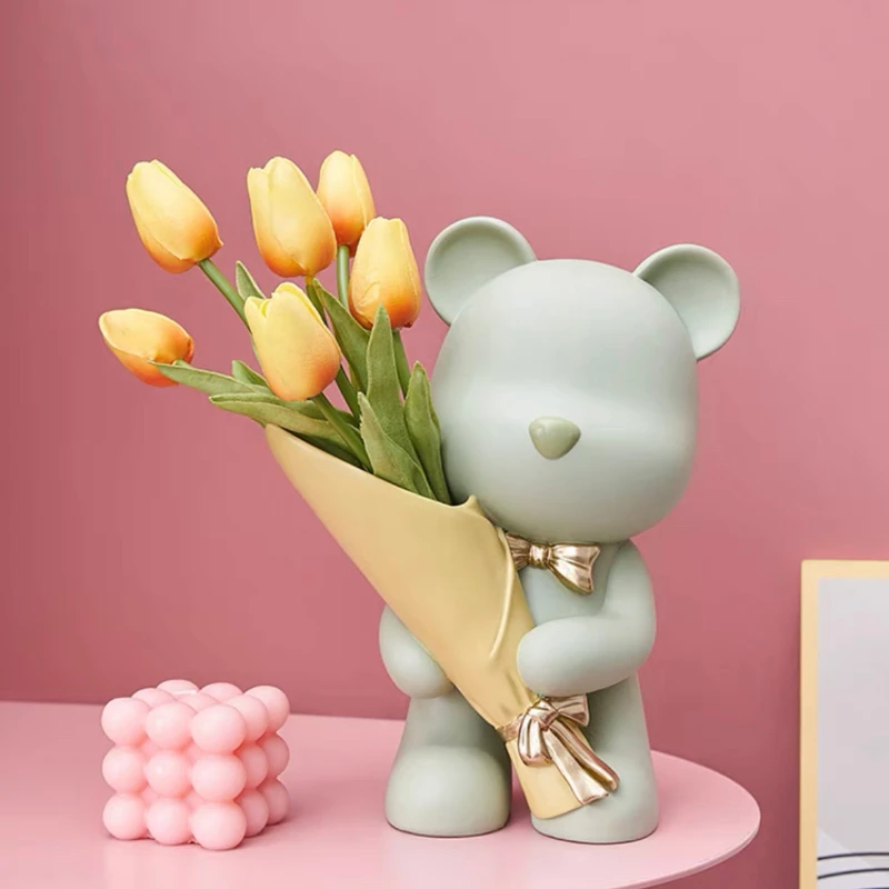 decorative animal table vase polar bear flower insert ornament
