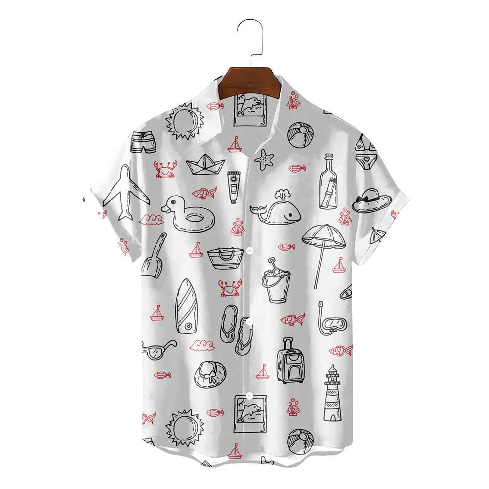 

Summer Men's Brand Loose 3D Coconut Hawaiian Shirts 2023 Trend Casual Cozy Breathable Social Party Beach Bowling Shirt Blouses