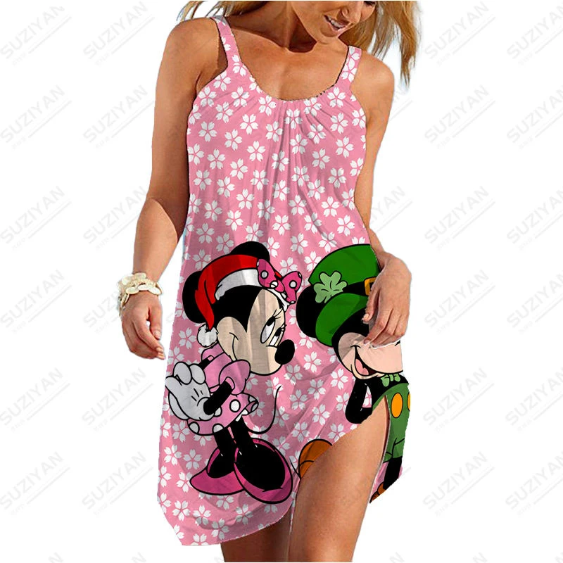 

Disney Stitch 2023 New Dress Women's Round Neck Elastic Strap Dress Loose and Comfortable Long Dress Plus Size 3D Print 5XL