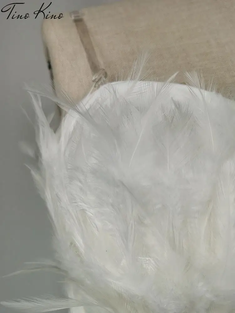 Комбинезон женский с перьями пикантный Элегантный Пушистый комбинезон открытой