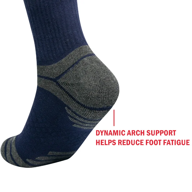 Mens 5Pairs/Pack Performance Cotton Moisture Wicking Sports Hiking Workout Training Cushion Crew Outdoor sports Socks Size 37-46