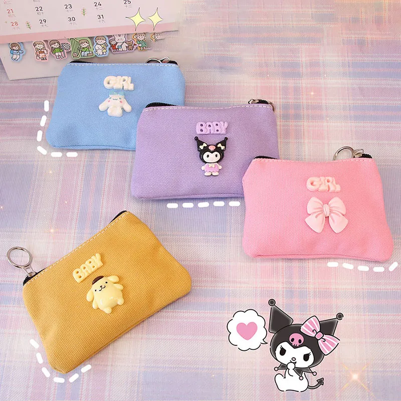 

Kawaii Sanrioed санитарное полотенце сумка для хранения Kuromi Cinnamoroll мультяшный милый кошелек для монет сумка для карт гарнитура Кабель для хранения...