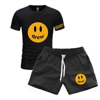 summer mens drew brand t shirt shorts 2 piece suit mens summer street hip hop 3dt shirt suit new sports casual mens clothin