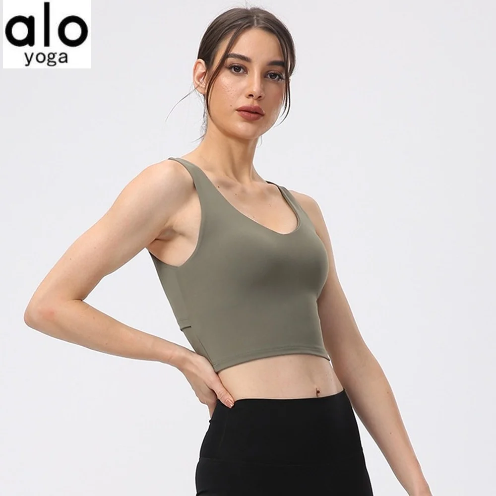 

Alo Yoga Women's Sports Bra Fitness Tube Top Gym Running Workout Crop Top Female Shockproof Breathable Back Cross Bra for Women