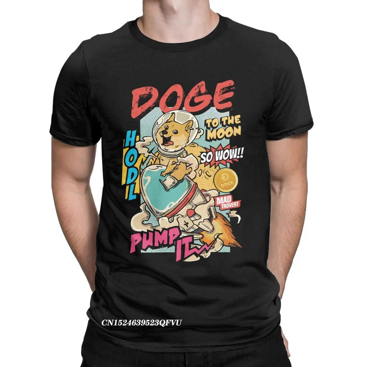 

Men Doge To The Moon Tshirt Retro Dogecoin Meme Bitcoin Mining Cryptocurrency Hodl Tops Casual Harajuku Tees Unique T-Shirt