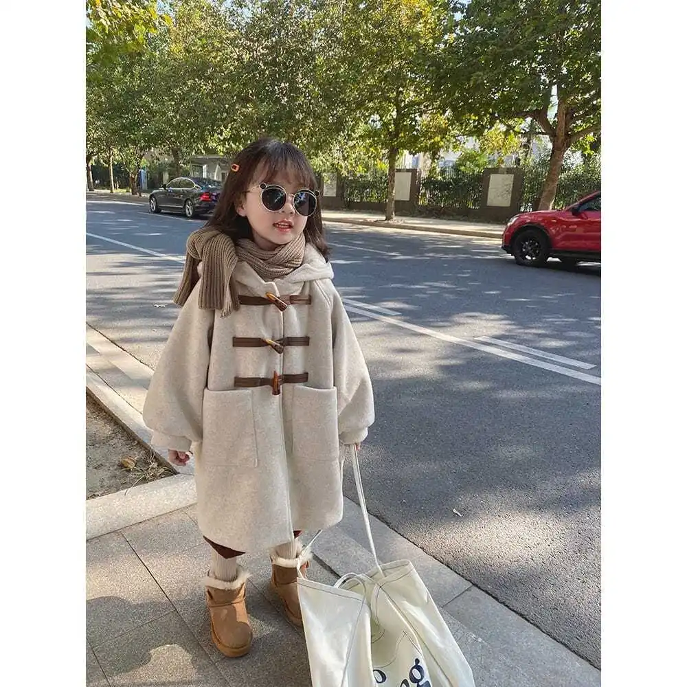 

2022 Winter New Light Luxury Fashion Kids Coat Kids Hooded Comfortable Casual Korean Coat Boutique Clothing Simple Style