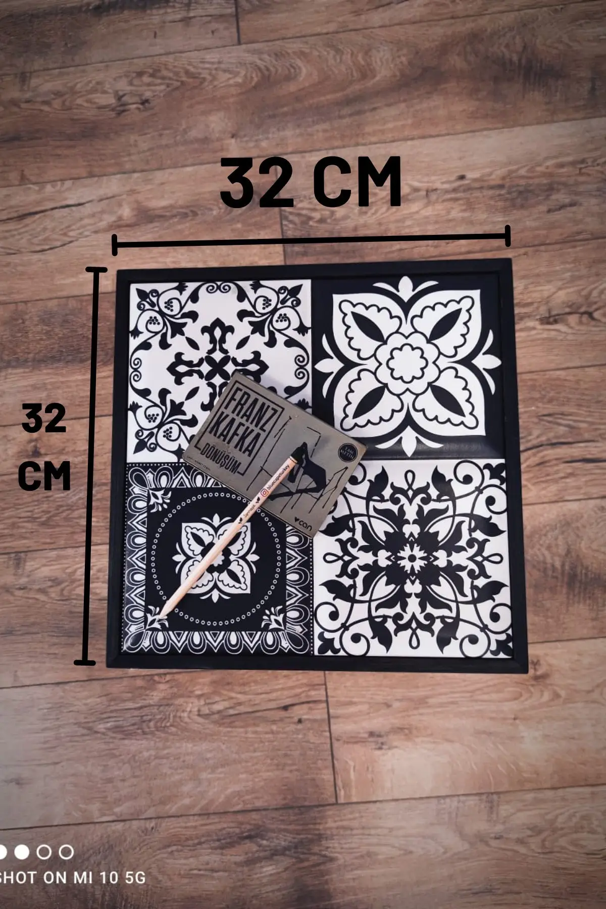 Натуральный твердый керамический кофейный столик Lotus черный 32x32 см мебель для