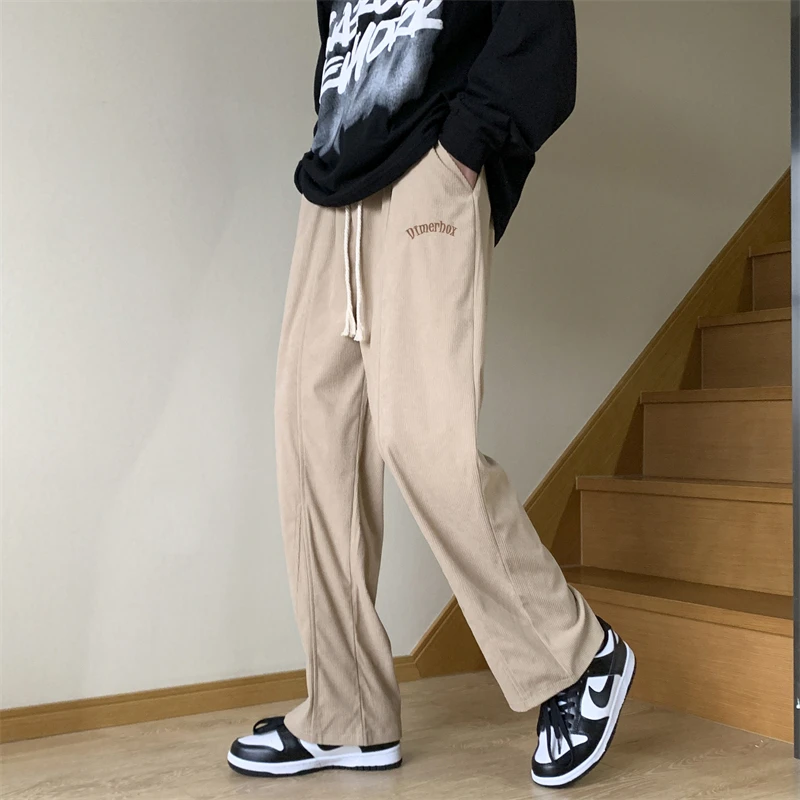 

Black Men's Sweatpants Loose Straight Casual Mopping Pants Spring Solid Color Versatile Oversized Wide Leg Sports Trousers 4XL