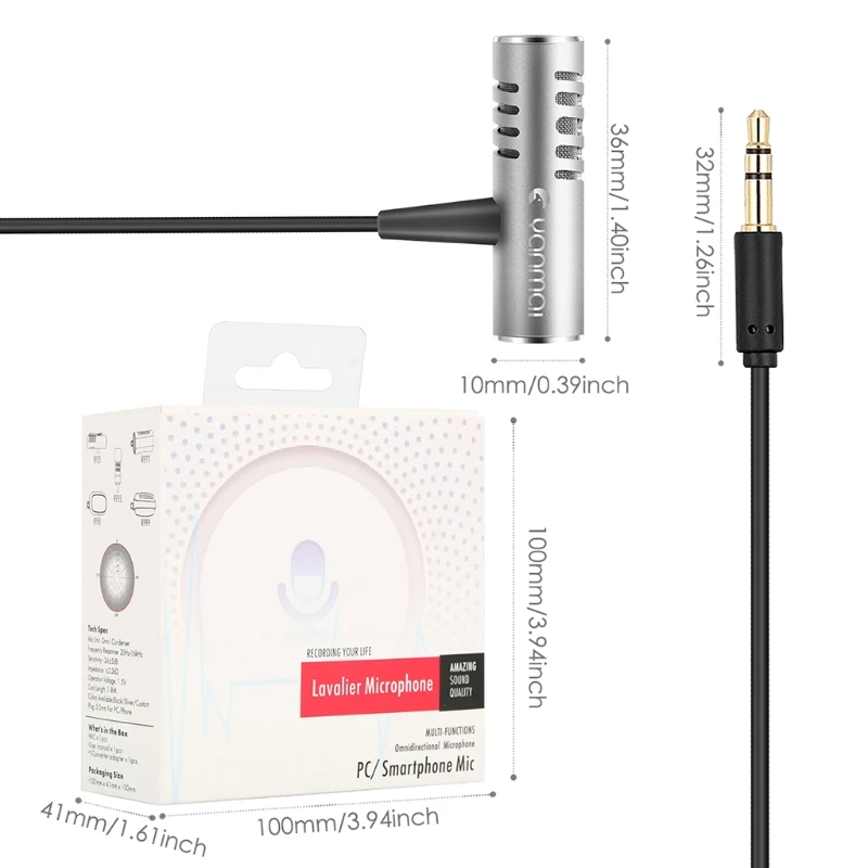 Всенаправленный конденсаторный микрофон Lavalier B03F Yanmai R933 для ПК камеры телефона |