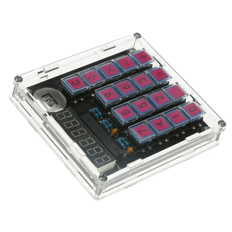 DIY Calculator Kit Digital Tube Calculator Built in CR2032 Button Cell with Transparent Case Calculator