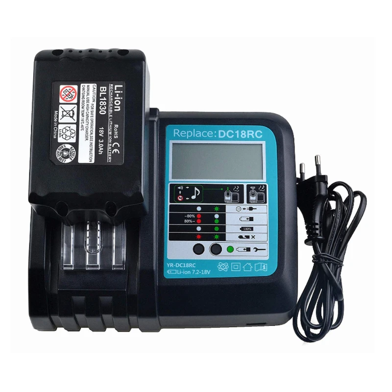 

DC18RCT Li-ion Battery Charger for Makita Charger 18V 14.4V BL1830 Bl1430 DC18RC DC18RA Power tool 3A Charging Current
