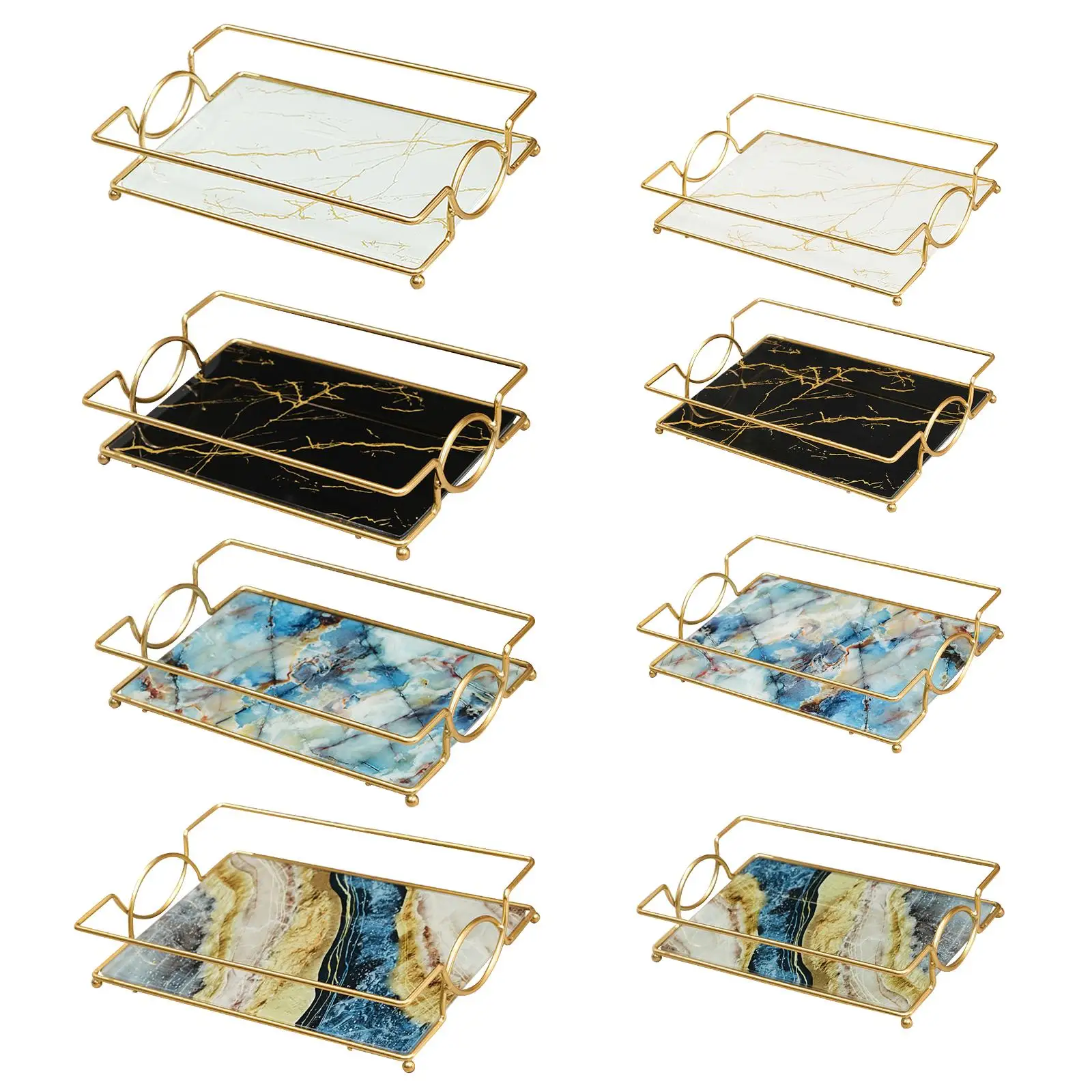 Поднос для ванной комнаты органайзер ухода за кожей мраморный принт поднос