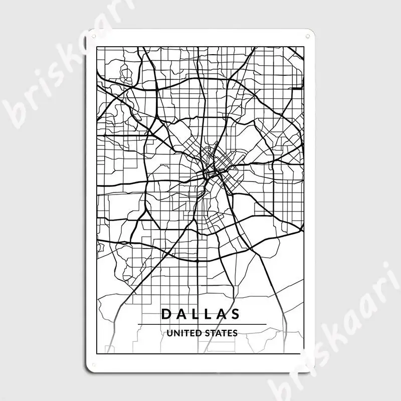 Карта Далласа США металлический знак клувечерние кинотеатр персонализированный