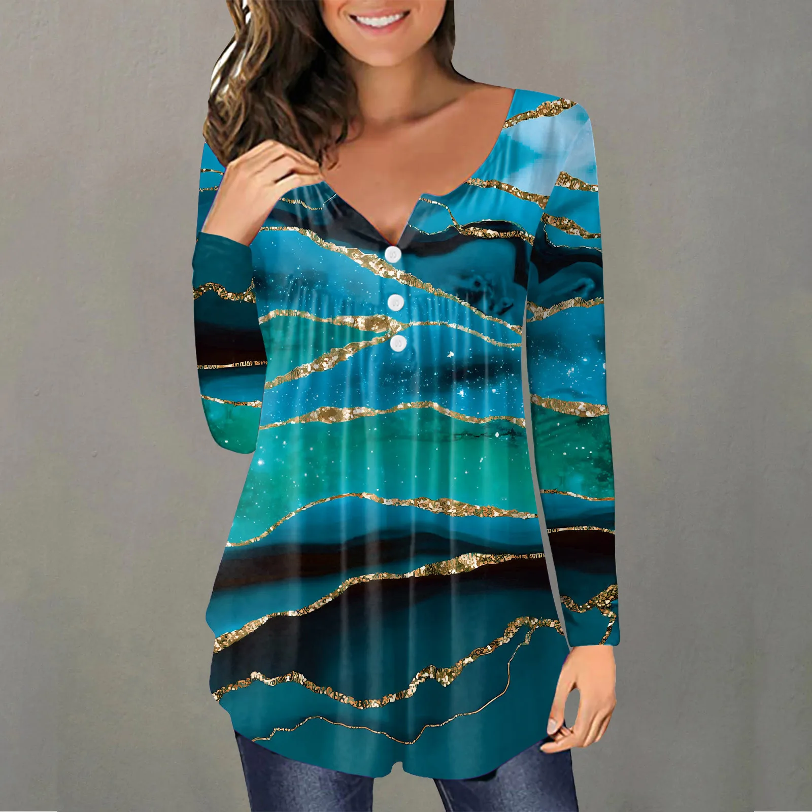 

T Shirts Spandex Womens Daily Summer Print V Neck Tops Long Sleeve Tee Shirt Plain T Shirts for Women Top Selling Blouses