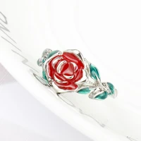 trendy simple style rose flower rings jewelry for women