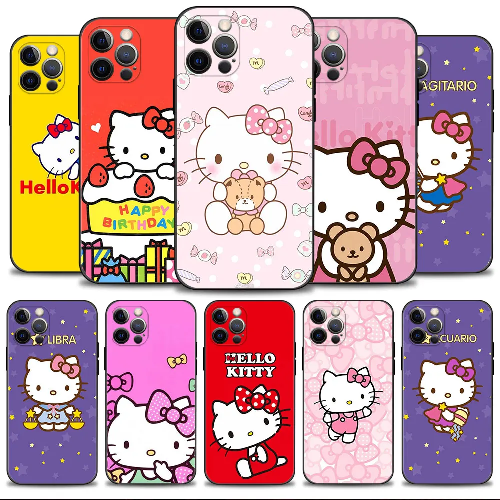 

Phone Case for iPhone 14 13 11 12 Pro Max 7 8 6 6S Plus XS XR X 13mini 12mini Silicone Cover Hello Kitty Cartoon