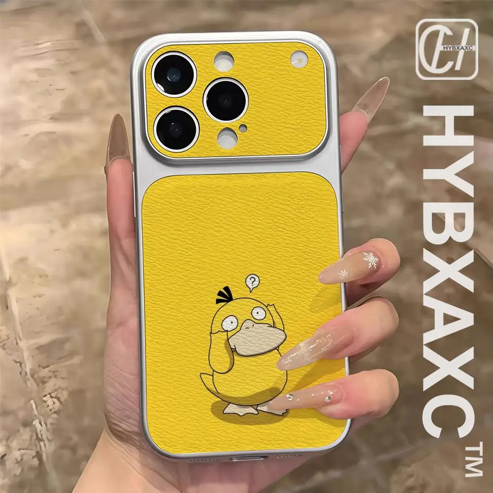 Фото Милый чехол для телефона P-Psyducks для мужчин, с гальваническим серебряным покрытием, из овечьей кожи, для iPhone 17, 16, 15, 14, 12, 17ProPlus, 13, 11 Pro MAX. №2