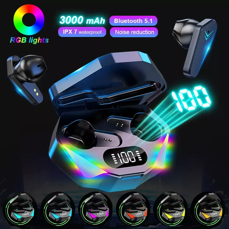 

HYGAMOCC Wireless Headphones TWS Bluetooth Earphones V5.1 Gaming Headset Stereo Earbuds Touch Control Waterproof Noise Reduction