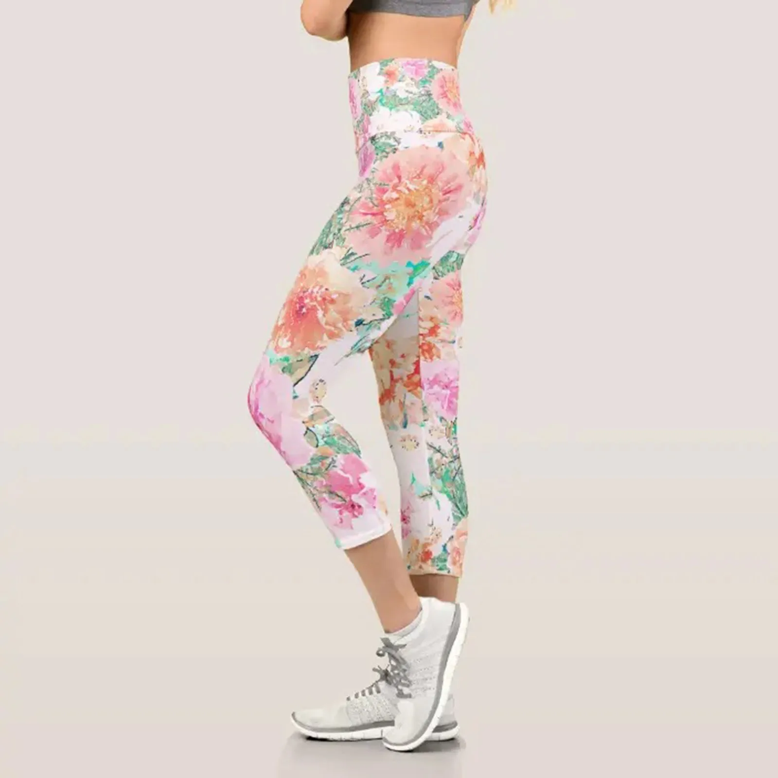

High-rise Sexy Yoga Pants Women Body Building Sports Leggings Female Ankle-length Fashion Floral Print Fitness Pants Women