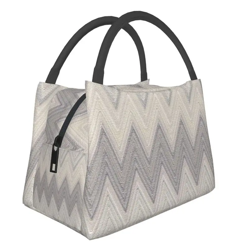 

Missoni Abstract Zigzag Camouflage Insulated Lunch Bags for Women Leakproof Twin Peaks Geometric Patterns Lunch Tote