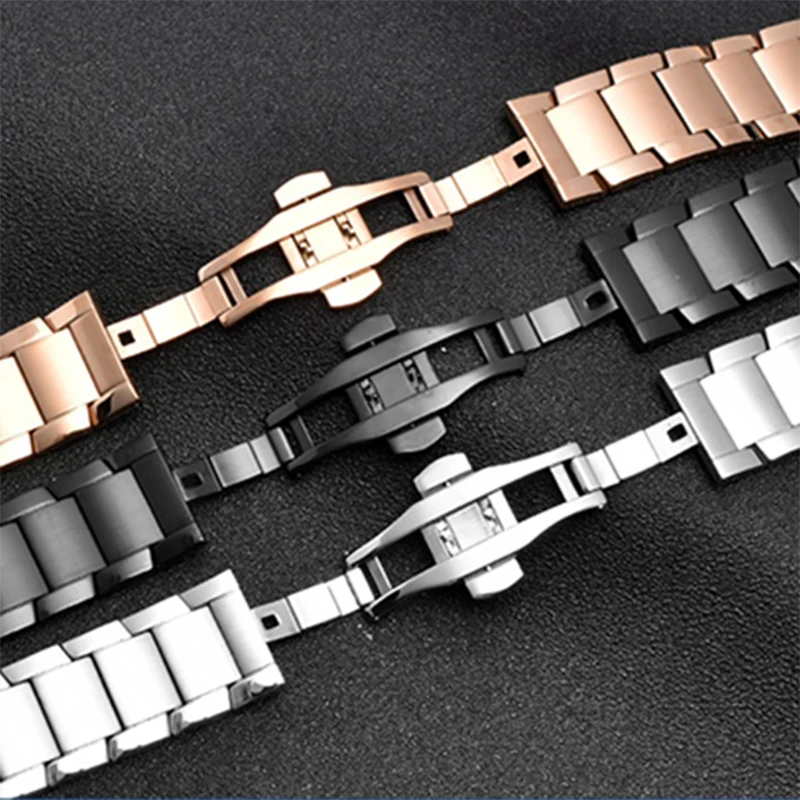 22MM For Armani AR2448 2447 2432 2433 2458 2434 2453 Solid Stainless Steel Watchband Fashion Trend Strap Accessories Black strap