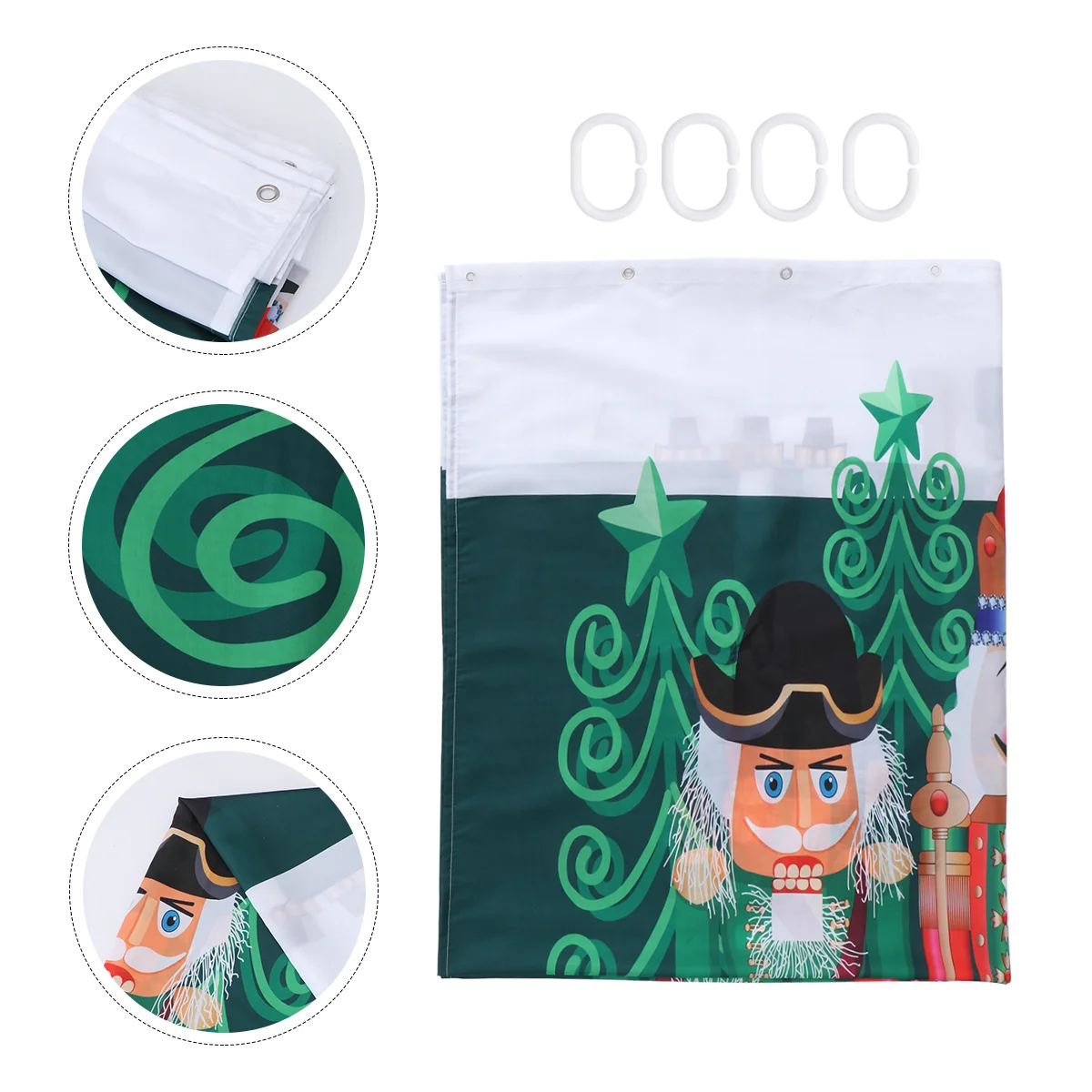 

Curtain Xmas Bath Christmas Digital Printing Nutcracker Soldier Bathroom Polyester Holiday Merry Curtains Waterproof