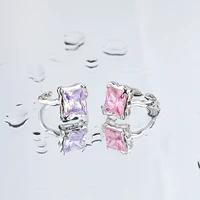 irregular square zircon adjustable rings 925 sterling silver for women free shipping accessories luxury quality jewelry