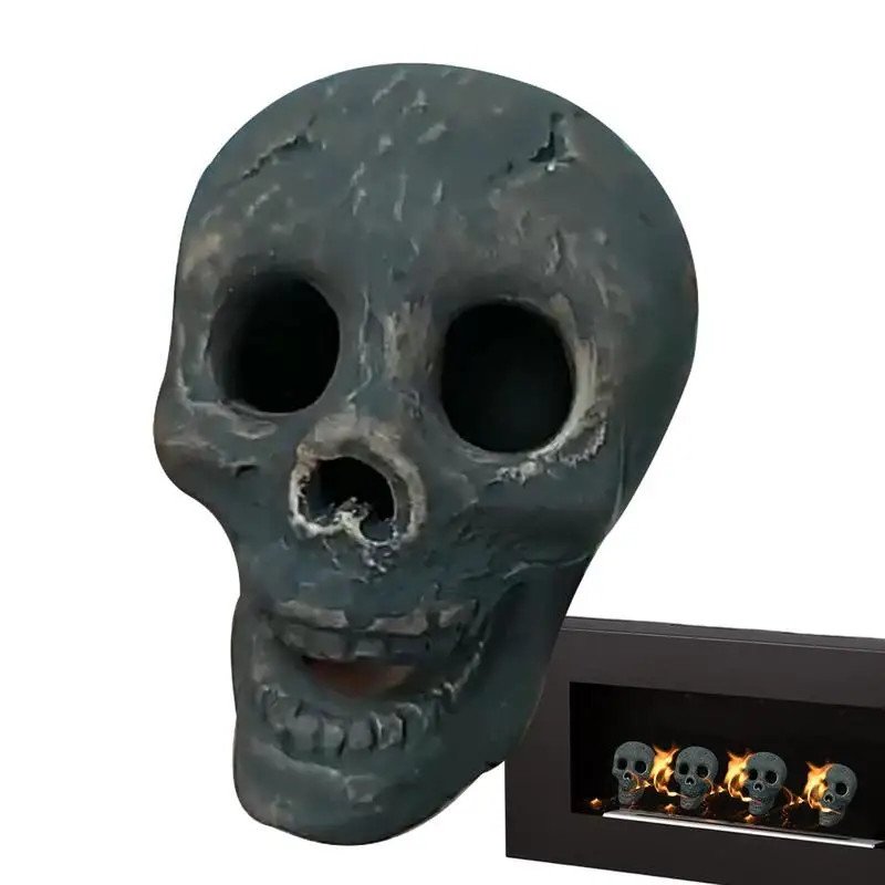 

Human Skull Fire Logs Ceramic Fireproof Fire Pit Skull Log Reusable Imitated Human Skull Skeleton Head Decor Terrifying Props