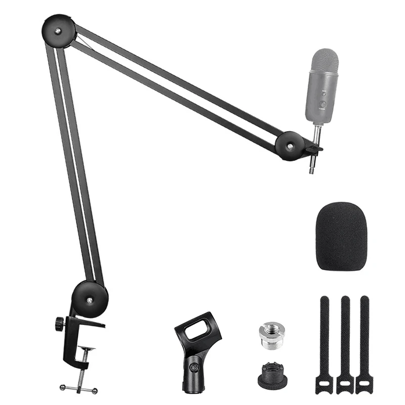 

Microphone Boom Arm Stand Heavy Duty Adjustable Suspension Scissor Spring Built-in Mic Stand For Blue Yeti Blue Snowball Bracket