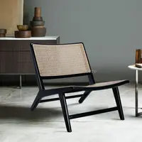 Nordic Rattan Sofa Chair Balcony Lounge Modern Minimalist Backrest Recliner Black Wood Leisure Living Room Chair