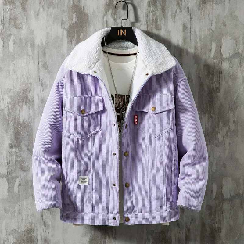 Мужские осенне-зимние плотные теплые приталенные вельветовые куртки 2021 мужская