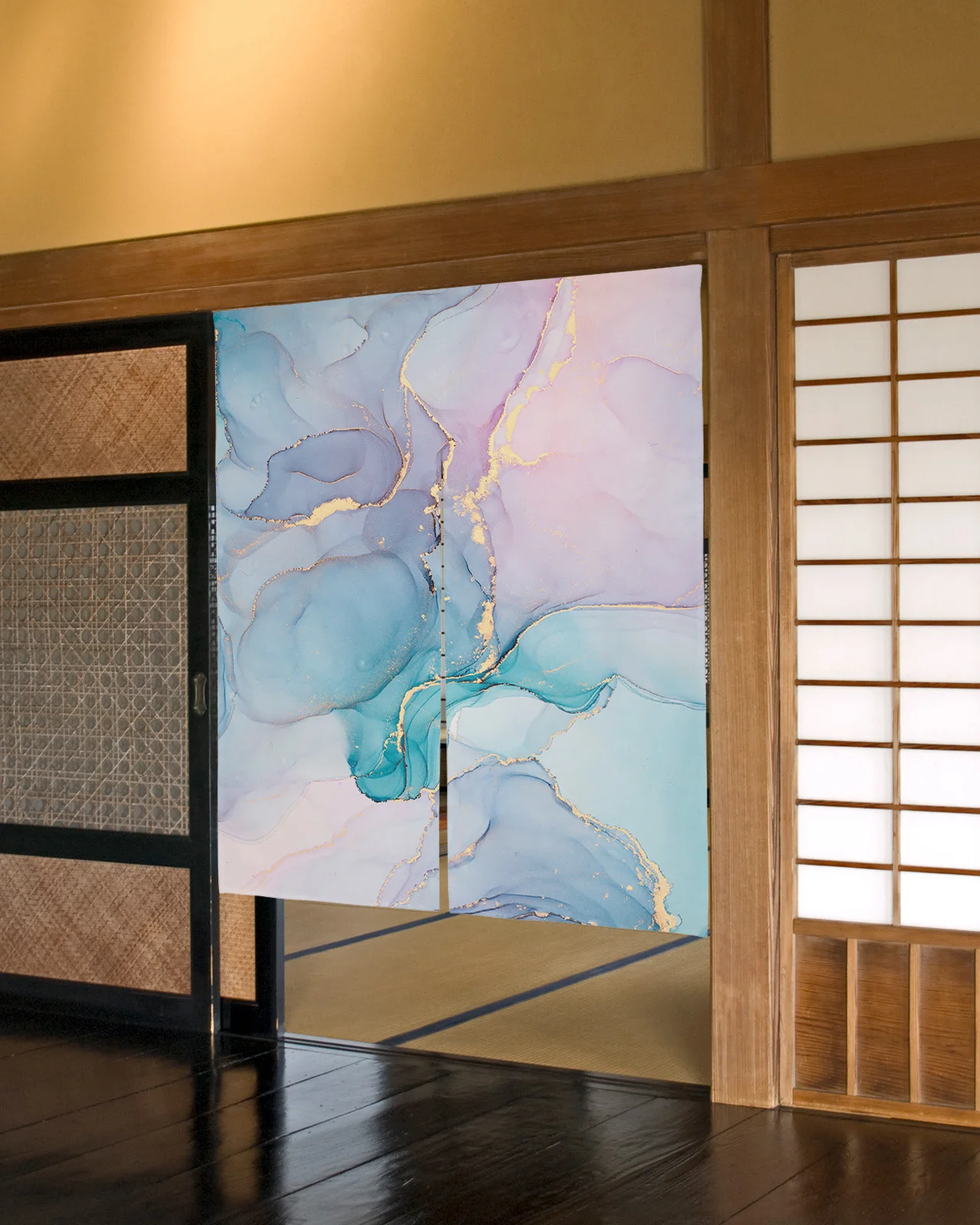 

Мраморная Бирюзовая розовая японская дверная занавеска кухонная перегородка для кафе подвесные декоративные занавески половинная занаве...