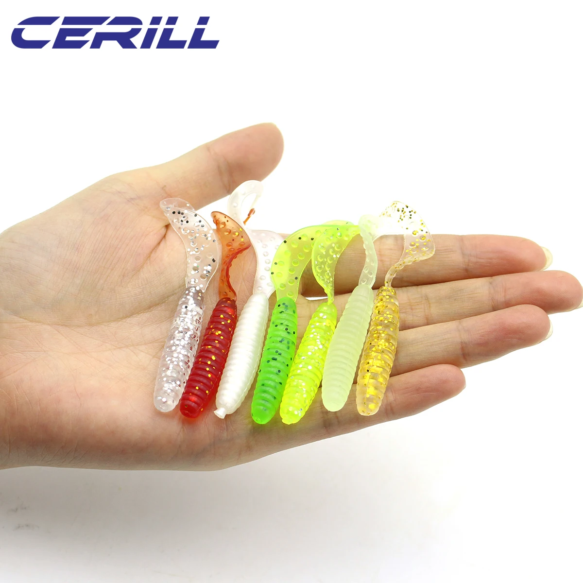 

Cerill 10 PCS 6.5cm 2.2g Soft Fishing Lures Worm Silicone Bait Jig Wobblers Bass Carp Artificial Swimbait Long Tail Salt Smell