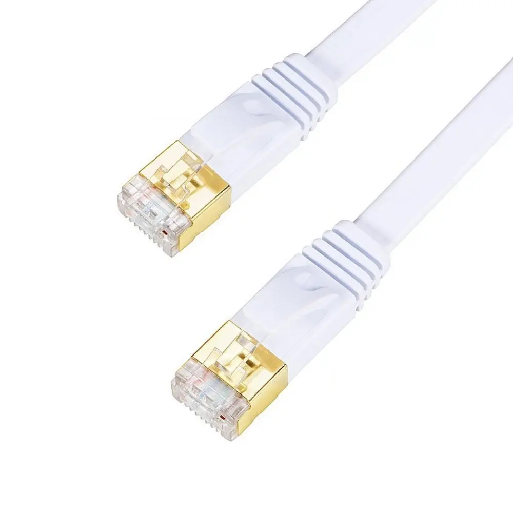 

7637 15M 20M 30M Cat7 Ethernet Flat Patch Netwerk Kabel, Afgeschermde (Stp) met Snagless Rj45 Connectors Wit Kleur