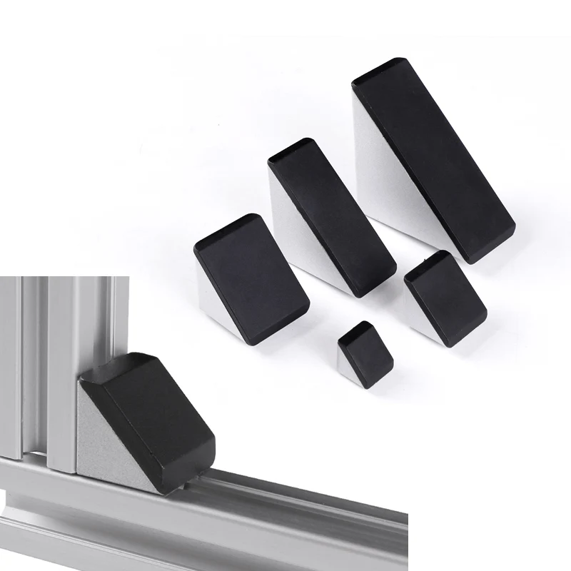 10pcs 2020 3030 4040 3060 4080 Corner Bracket Fitting Black Angle Aluminum Connector with Cap For Industrial Aluminum Profile