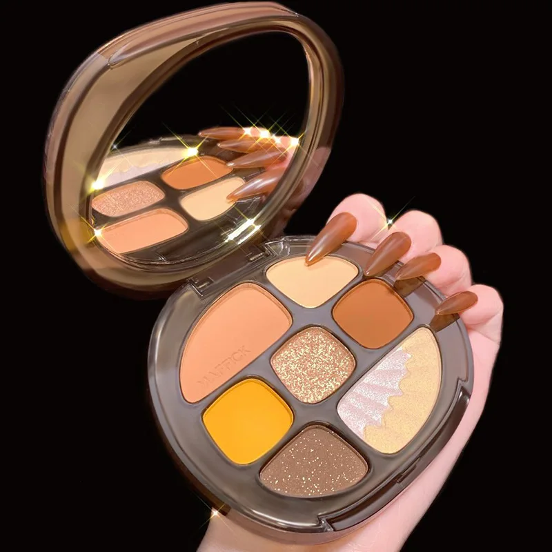 

Amber glass eight-color eye shadow plate powder plate high-gloss blush super fire matte earth color eyeshadow palette cosmetics