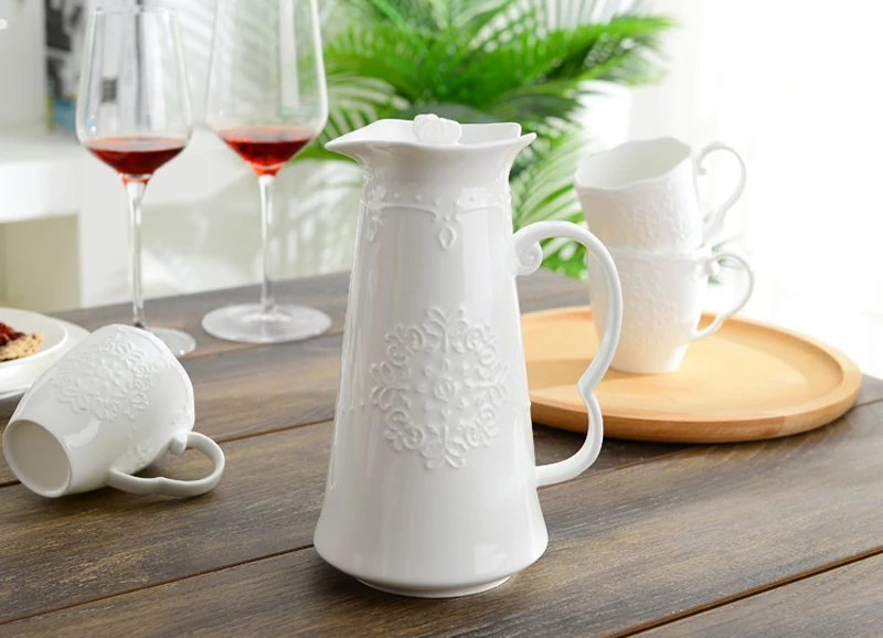 Набор из 5 предметов белый фарфоровый сервиз с тиснением английский чайный