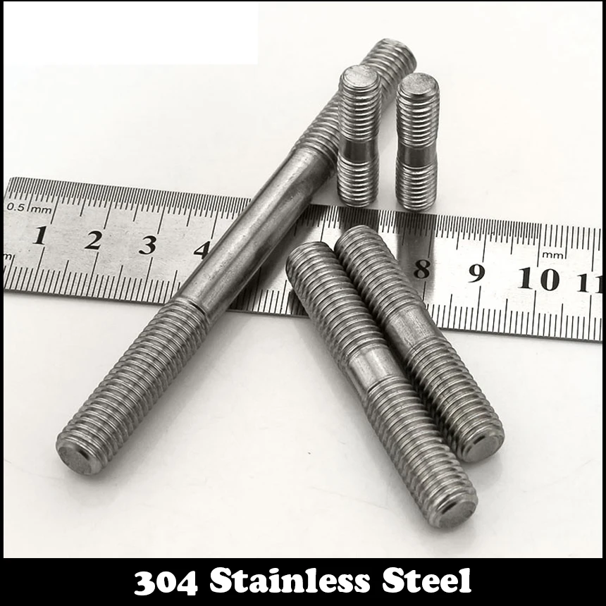 M5 M6 20mm 25mm 30mm 35mm 40mm 45mm to 250mm 304 316 Stainless Steel DIN835 Screw Headless Double End Thread Rod Bolt Stud - купить по