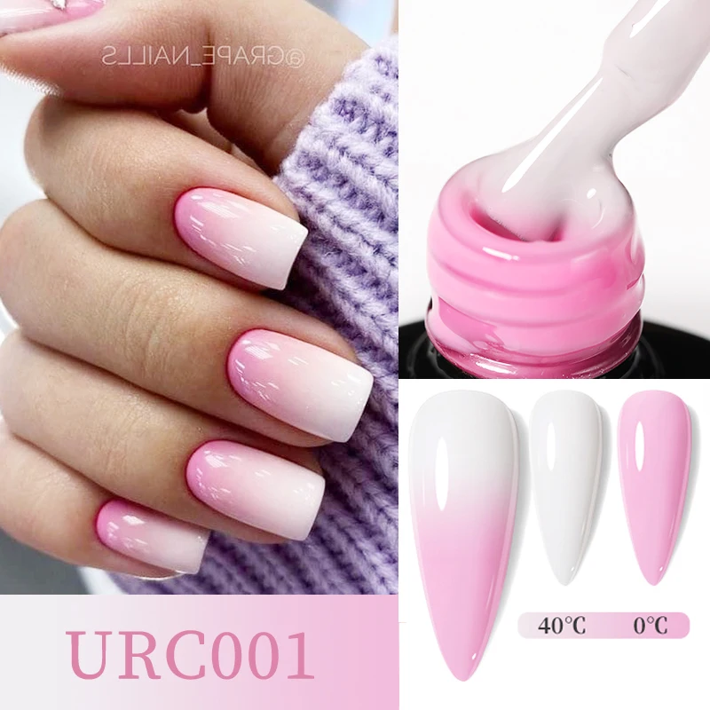 

UR SUGAR 7ml Thermal Gel Nail Polish Pink White 3 Layers Color changing Semi Permanent Soak Off Varnish Manicure Glass Bottle