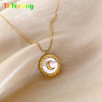 delicate white acrylic moon geometry clavicle chain pendant necklace fashion women sweater chain jewelry gifts
