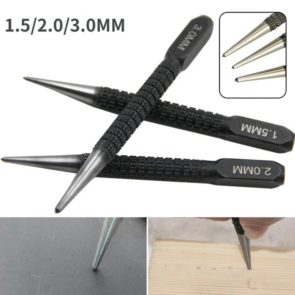 

1/3pc Center Punch 1.5mm/2mm/3mm Alloy Steel Center Punch Metal Wood Marking Drilling Tools Hand Tools