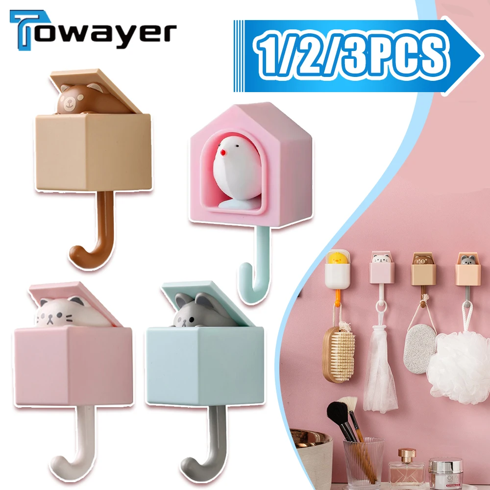 

1/2Pcs Hook Seamless Dormitory Bedroom Door Hangers Creative Cute Pet Hooks Key Umbrella Towel Coat Rack Wall Decoration Hook