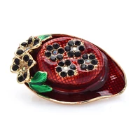 wulibaby enamel hat brooches for women red rhinestone flower hat brooch pin gifts fahsion jewelry