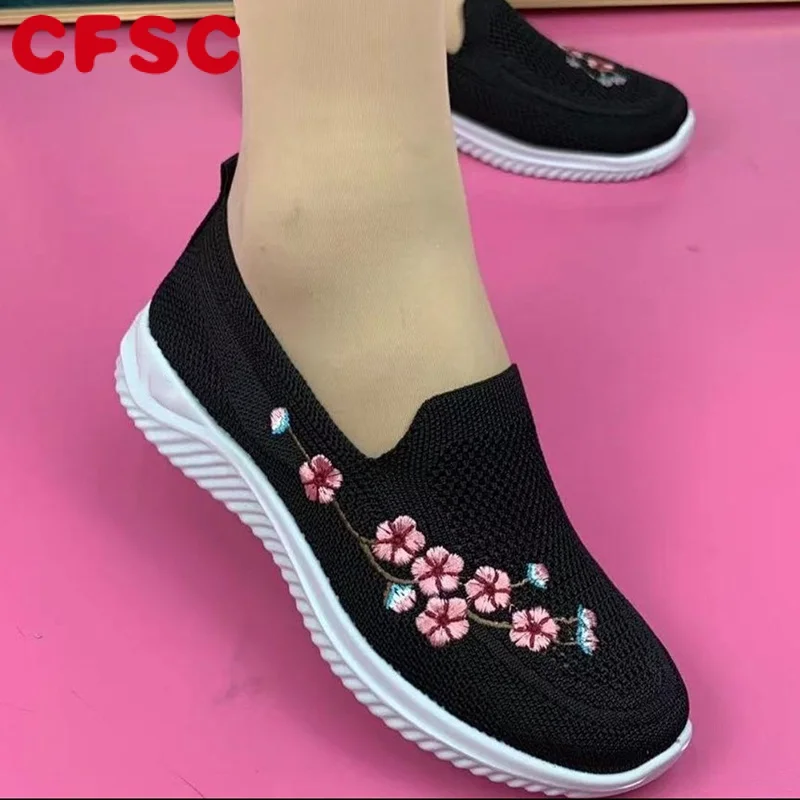 

Women Sneakers Mesh Breathable Floral Comfort Mother Shoes Soft Solid Color Fashion Female Footwear Lightweight Zapatos De Mujer