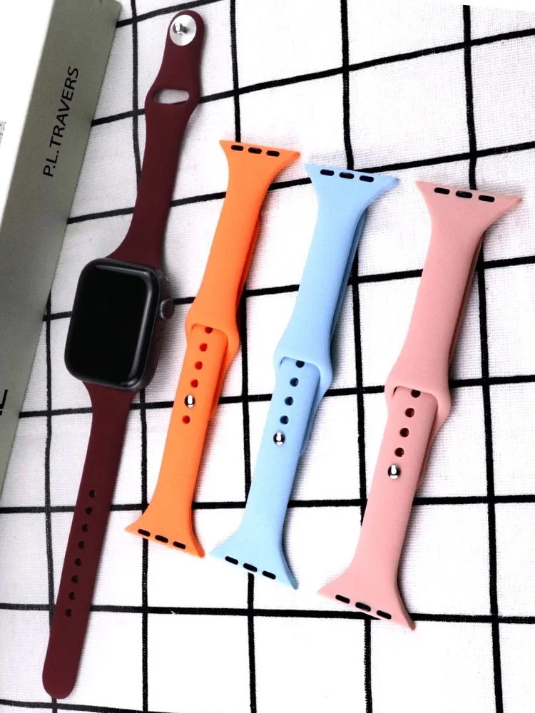 

Slim strap for Apple watch band 44mm 40mm 45mm 41mm 38mm 42mm 49mm Silicone bracelet watchband iWatch serie 8 6 5 3 se 7 ultra