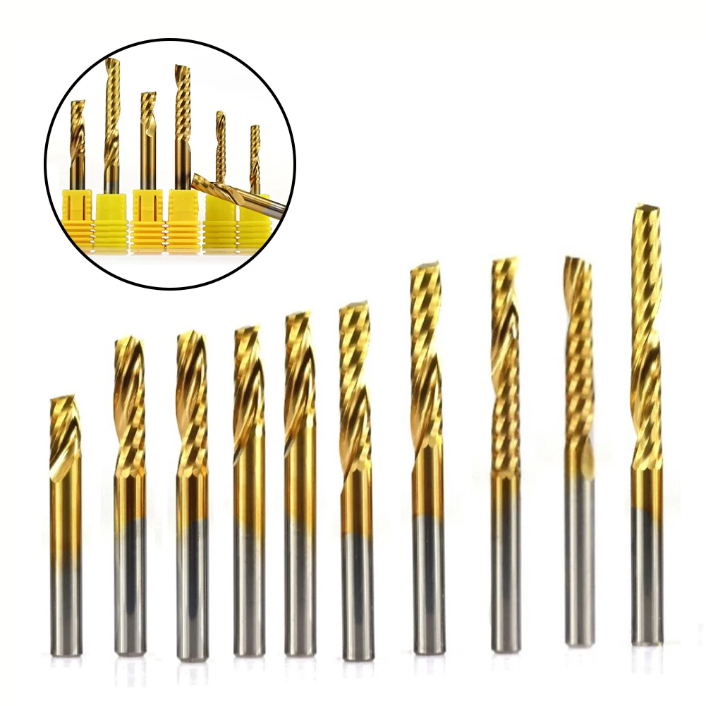 

1Pc Milling Cutter Carbide Tungsten Spiral Router Bits Down Cutting For CNC Engraving Acrylic Plywood Trimming Woodworking Tools