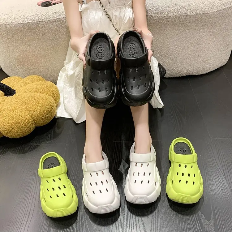 

Шлепанцы женские на платформе и каблуке-копытце, из ПУ кожи