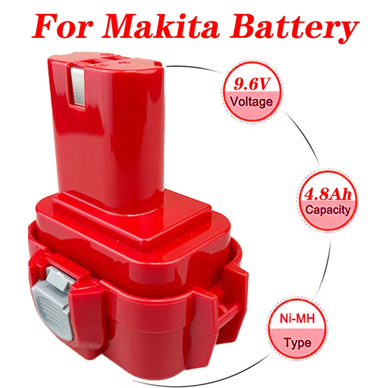 

9.6V 4.8Ah Makita PA09 9120 9134 9135 9135A 9102 6207D 6222D 6261D 6207D 192595-8 192596-6 NI-MH Power Tool Screwdriver Battery